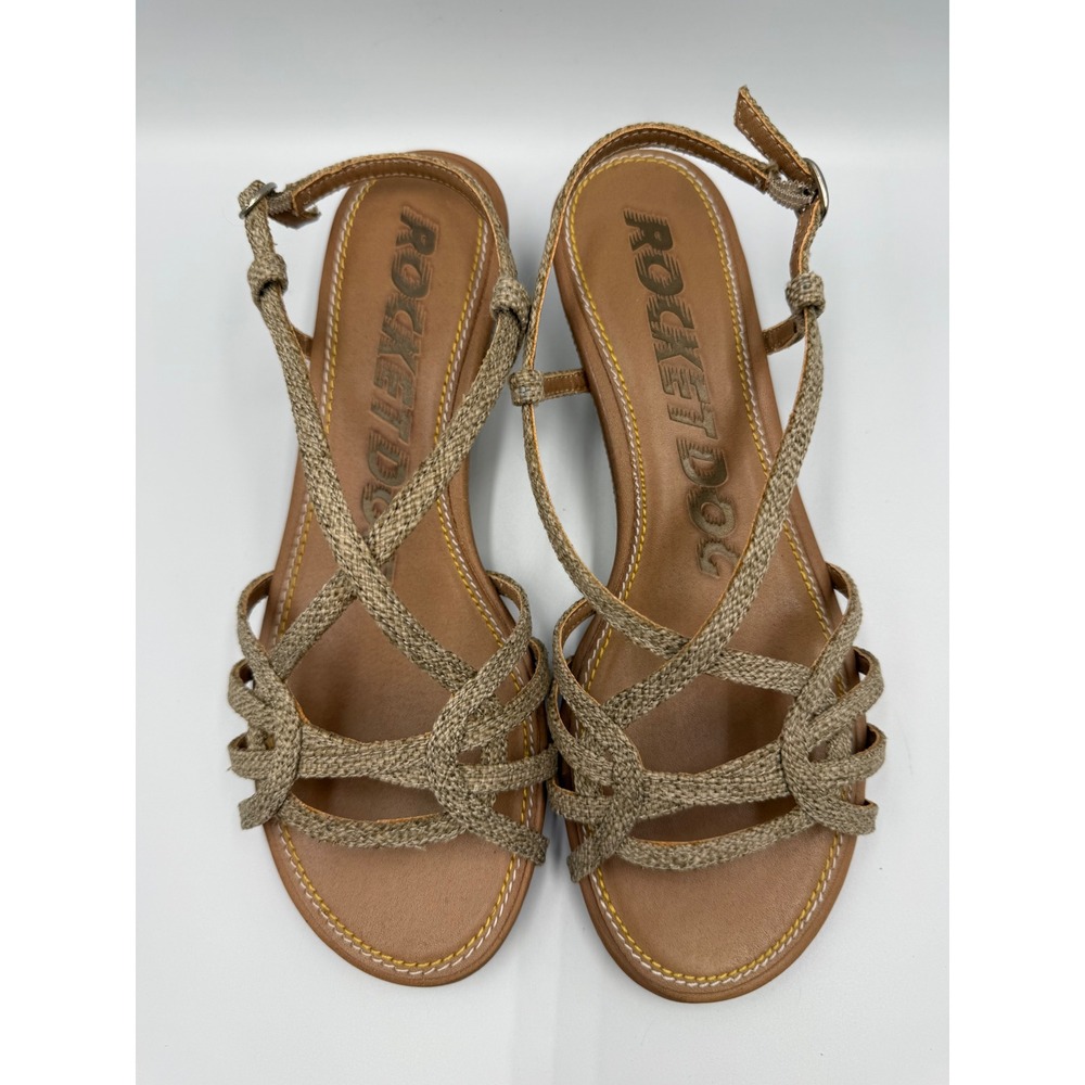 Rocket Dog Lani Wedge Sandals Womens 8 Natural‎ Hammock Weave Strappy Braided